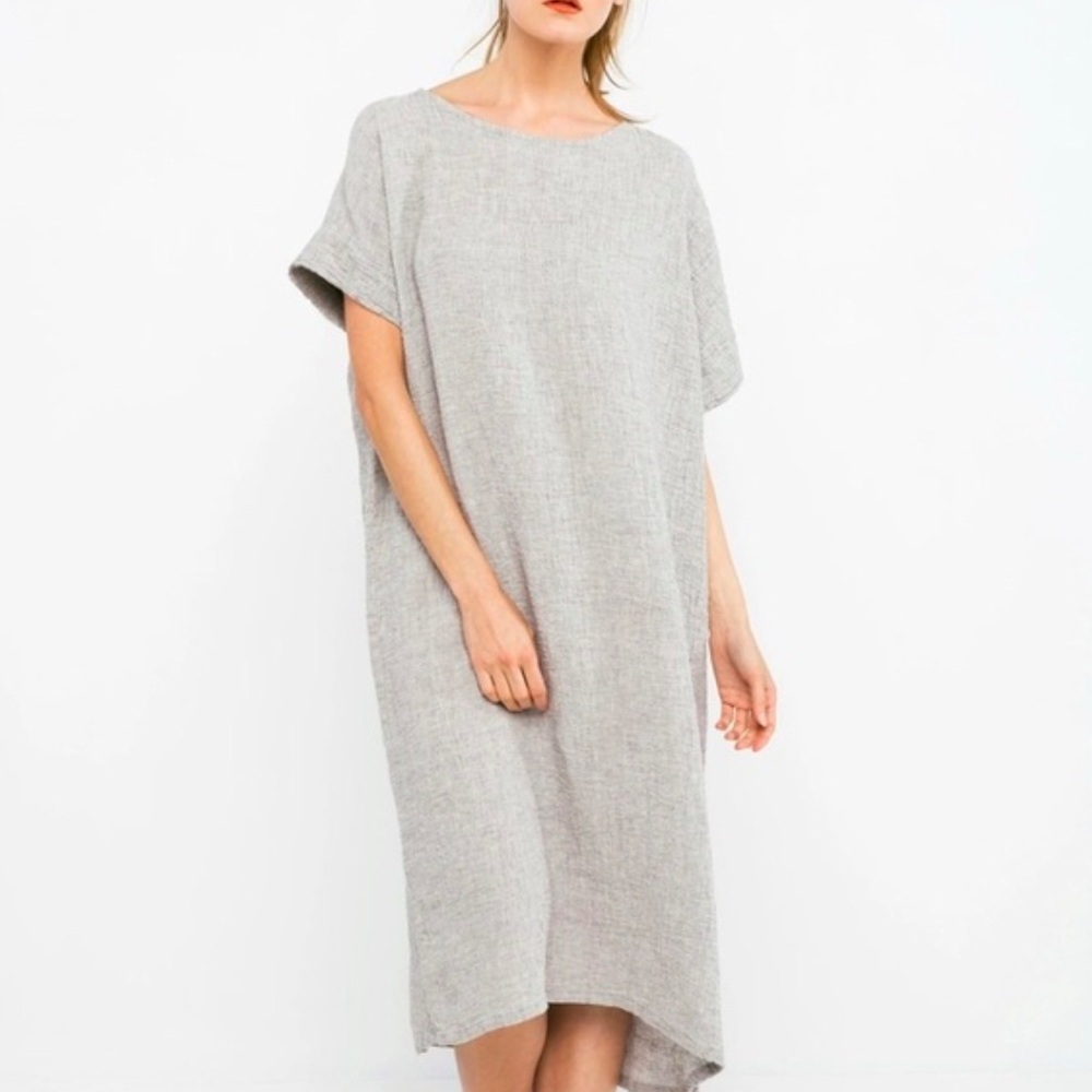 Elizabeth Suzann Midi in Midweight Linen Minimalist Lagenlook Dress OS